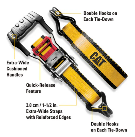 4 Piece Ratchet Tie Down Set with Soft Hooks - 16 Feet x 1-1/2 Inches - Image 3