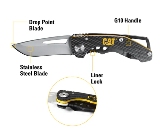 5" Drop Point Folding Knife w/Blk Handle - Image 2