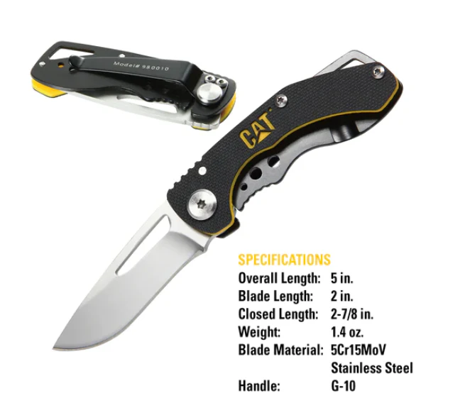 5" Drop Point Folding Knife w/Blk Handle - Image 3