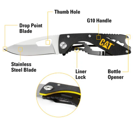 6-1/4" Folding Skeleton Knife with Bottle Opener and Polished Blade - Image 2