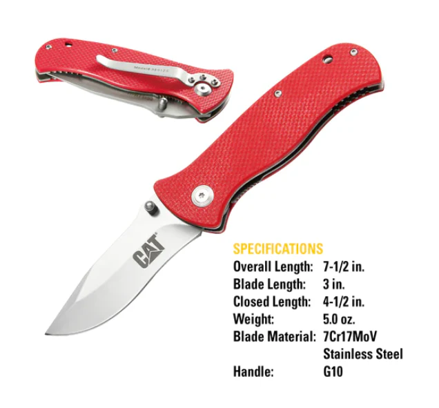 7.5" Folding Knife w/Red Handle - Image 3