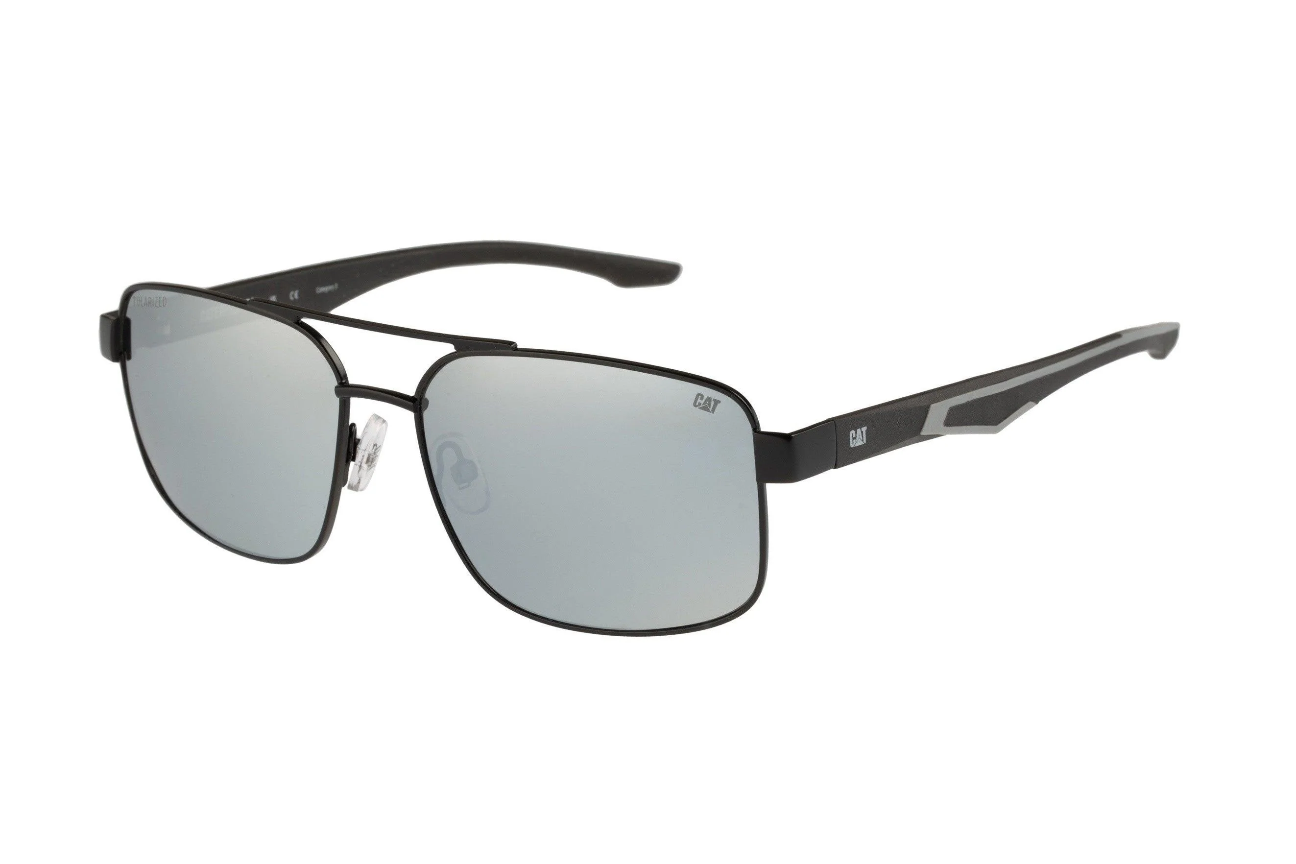 Metal Aviator Sunglasses Matte Black w/Silver Flash Lens