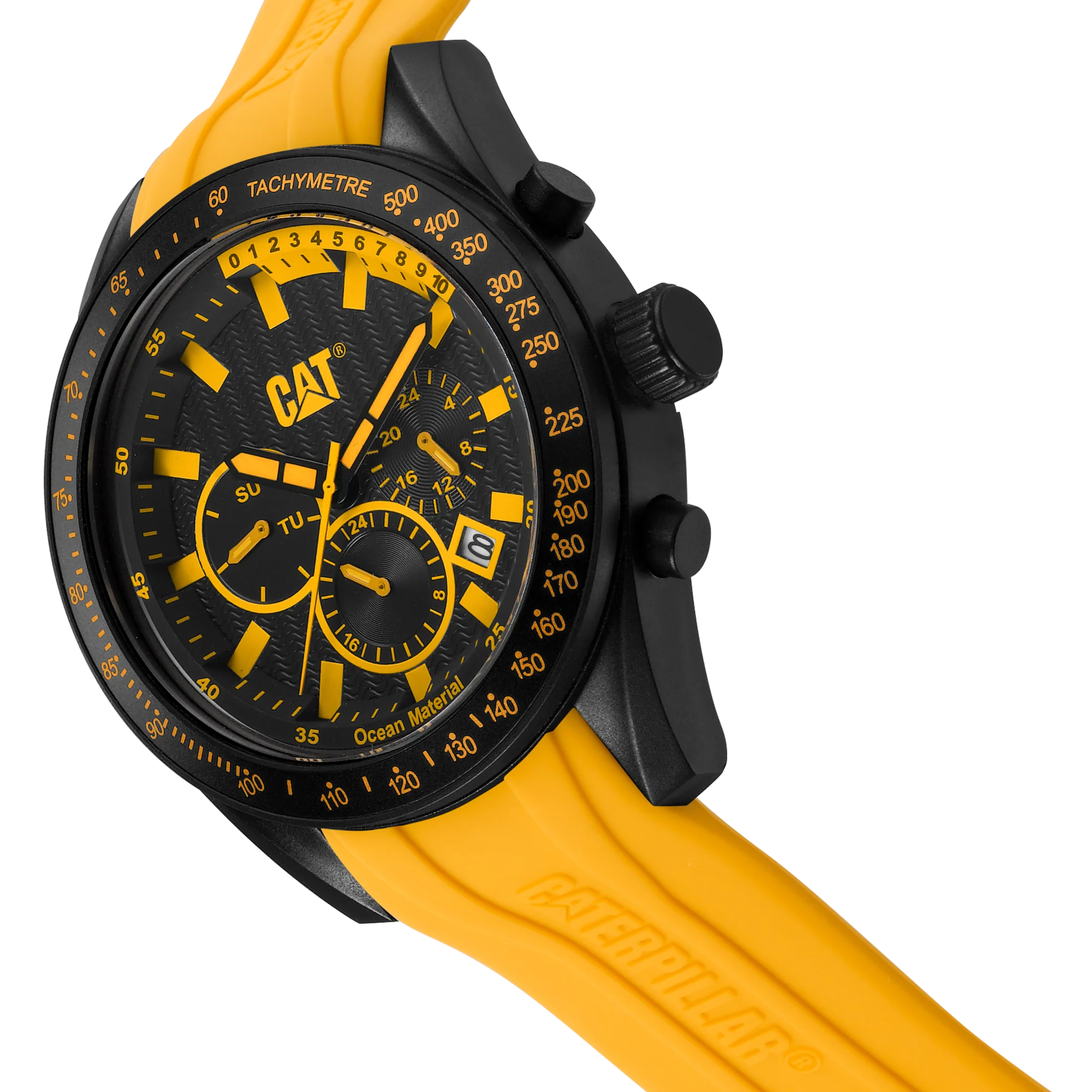 Oceania Multi Watch Black Dial w/Yellow Silicone Strap - Image 2