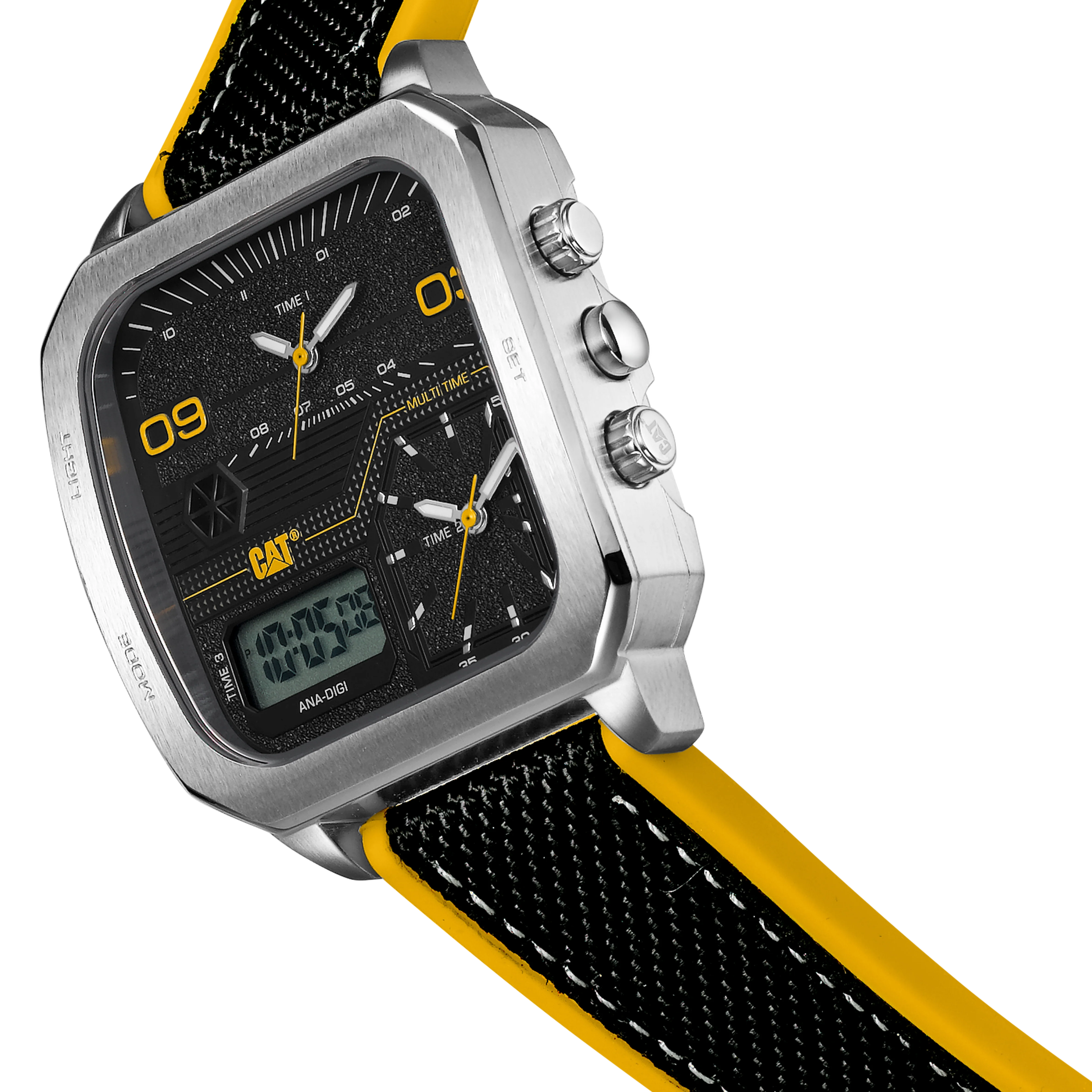 Retro D Multi Watch Black/Yellow Dial w/Silicone Strap - Image 2